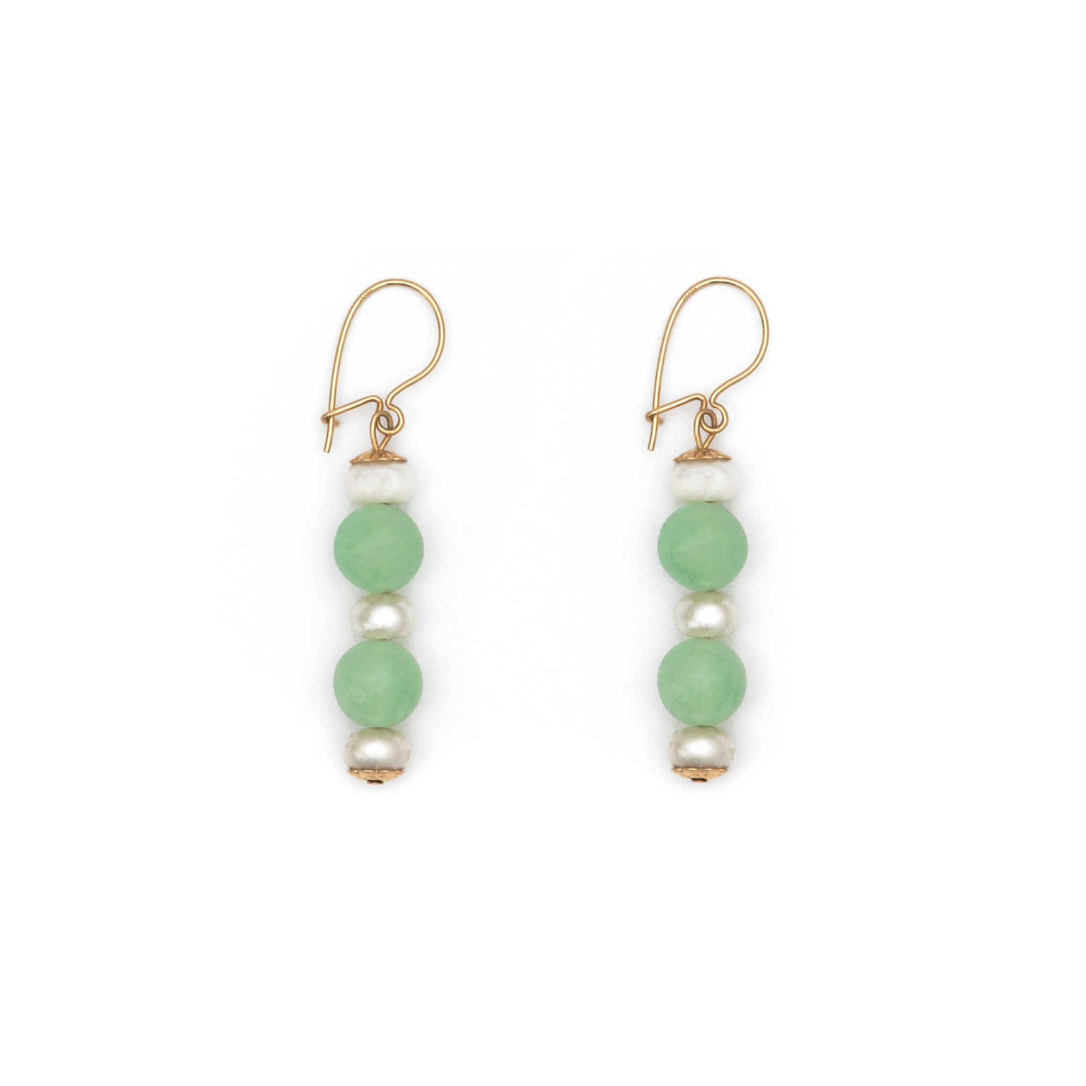 Chrysoprase and Cultured Pearl Earrings