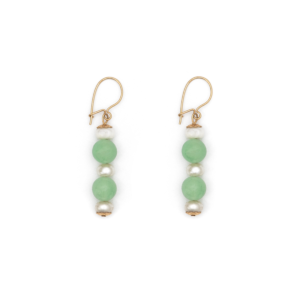 Chrysoprase and Cultured Pearl Earrings