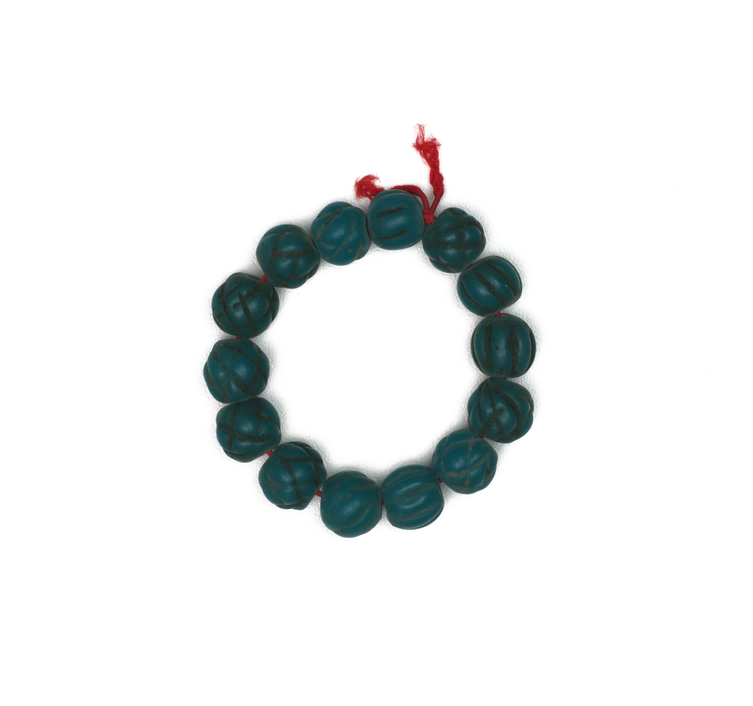 Teal Blue Antique Melon Beaded Bracelet