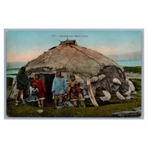 Eskimos and Their Igloo Vintage Postcard