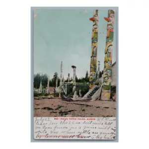 Indian Totem Poles Alaska Vintage Postcard