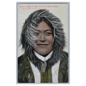 Eskimo Woman of Cape Prince of Wales Alaska Vintage Postcard