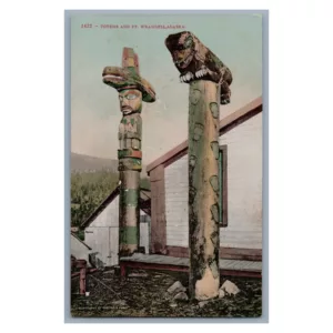 Totems Ft. Wrangell Alaska Vintage Postcard