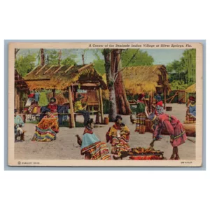 Seminole Indian Village Silver Springs Florida Vintage Postcard