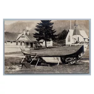 Tlingit Canoe Photograph Vintage Postcard