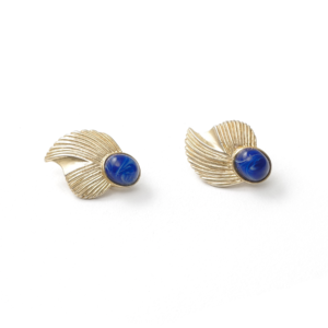 Vintage 60's Costume Gold Lapis Earrings