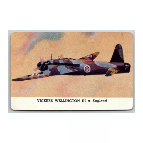 Vickers Wellington III England Fighting Plane Cracker Jack Card