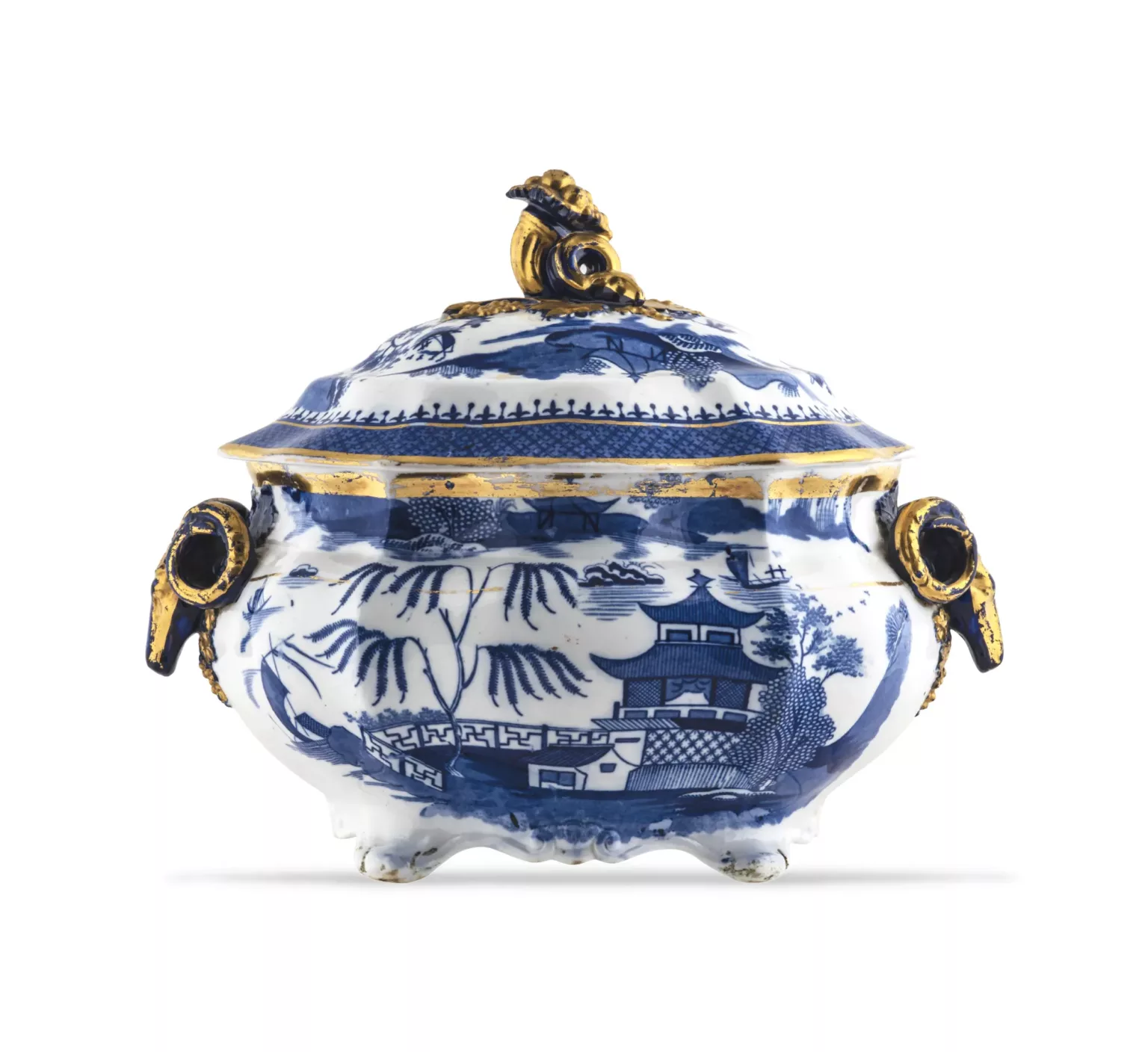 Antique English Porcelain Willow Pattern Tureen