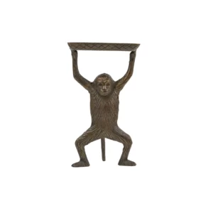 Vintage Cast Iron Standing Monkey Trinket Tray Stand