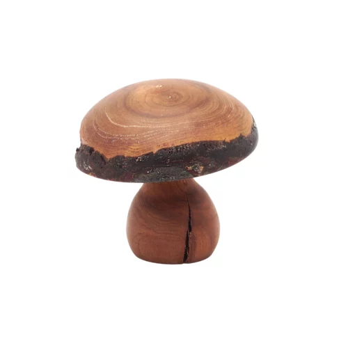 Wooden Cherry Mushroom Sculpture