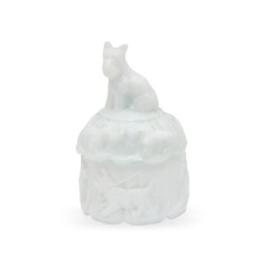 Scottie Dog Milk Glass Puff Jar