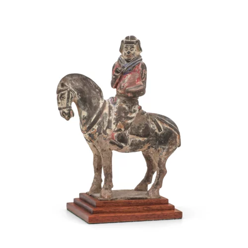 Chinese Painted Pottery Horse and Rider Sculpture Northern Wei dynasty or later (386-534)