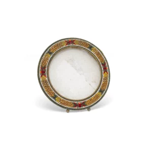 Antique Italian Mosaic Circular Picture Frame