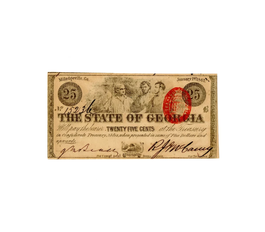 The State of Georgia Twenty-Five Cents 1863 Note