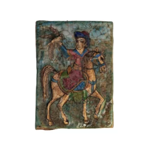 Turkish Iznik Pottery Tile Of a Horse and Rider