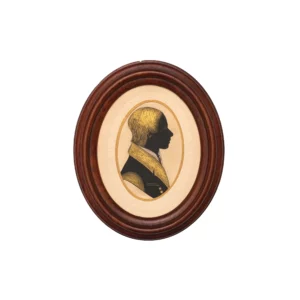 Antique Gilt Decorated Oval Silhouette Painting of a Georgian Gentleman