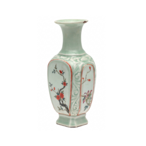 Antique Chinese Porcelain Celadon Famille Rose Qing Dynasty Vase
