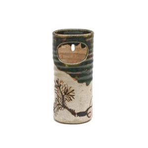 Antique Japanese Oribe Pottery Wall Pocket Vase