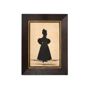 Antique Silhouette Portrait of a Lady Full Length Framed Paper Cut