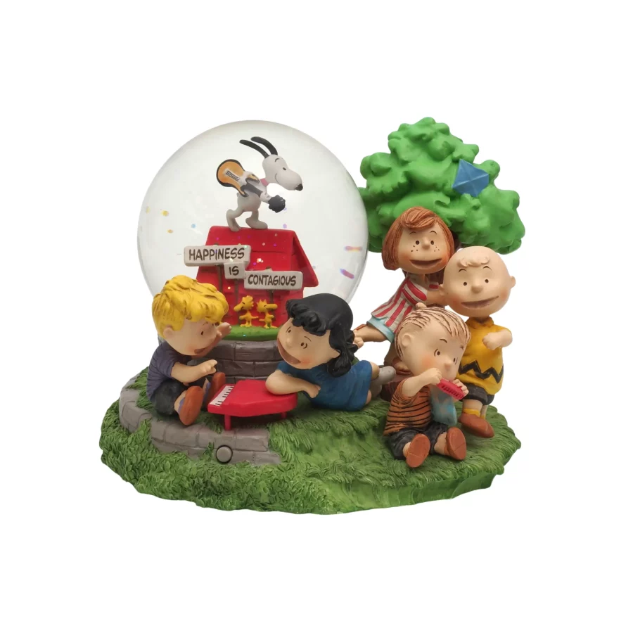 Happiness Is Contagious Snoopy and The Peanuts Gang Musical Snow Globe