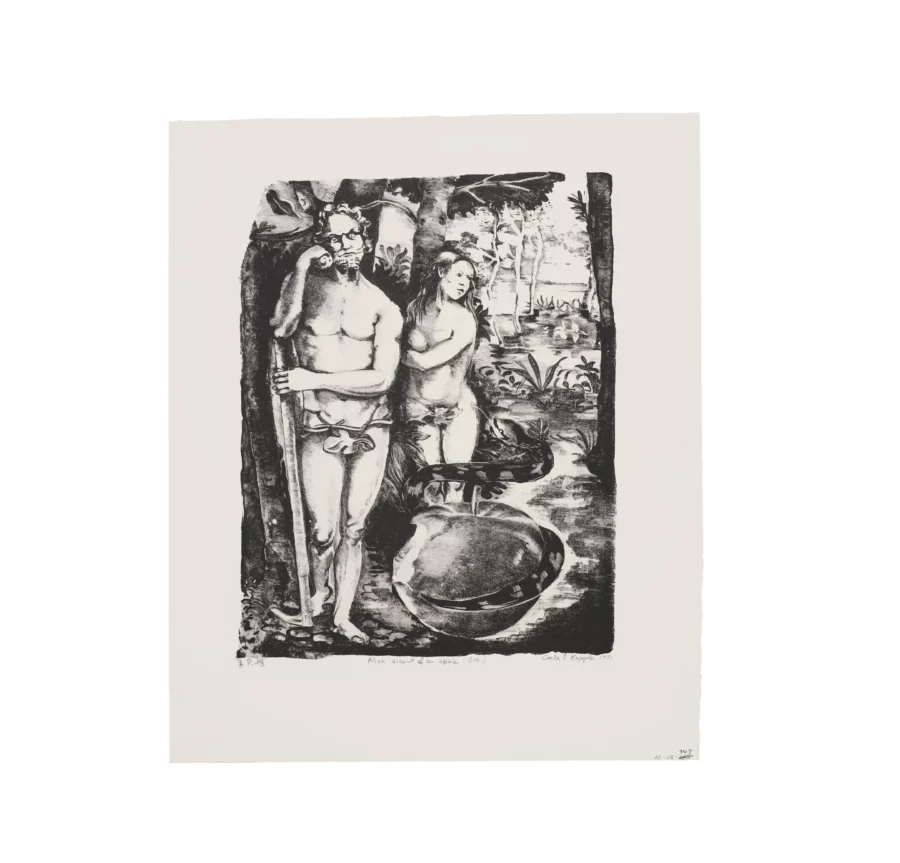 Vintage 1970s Adam and Eve Vintage Art Print