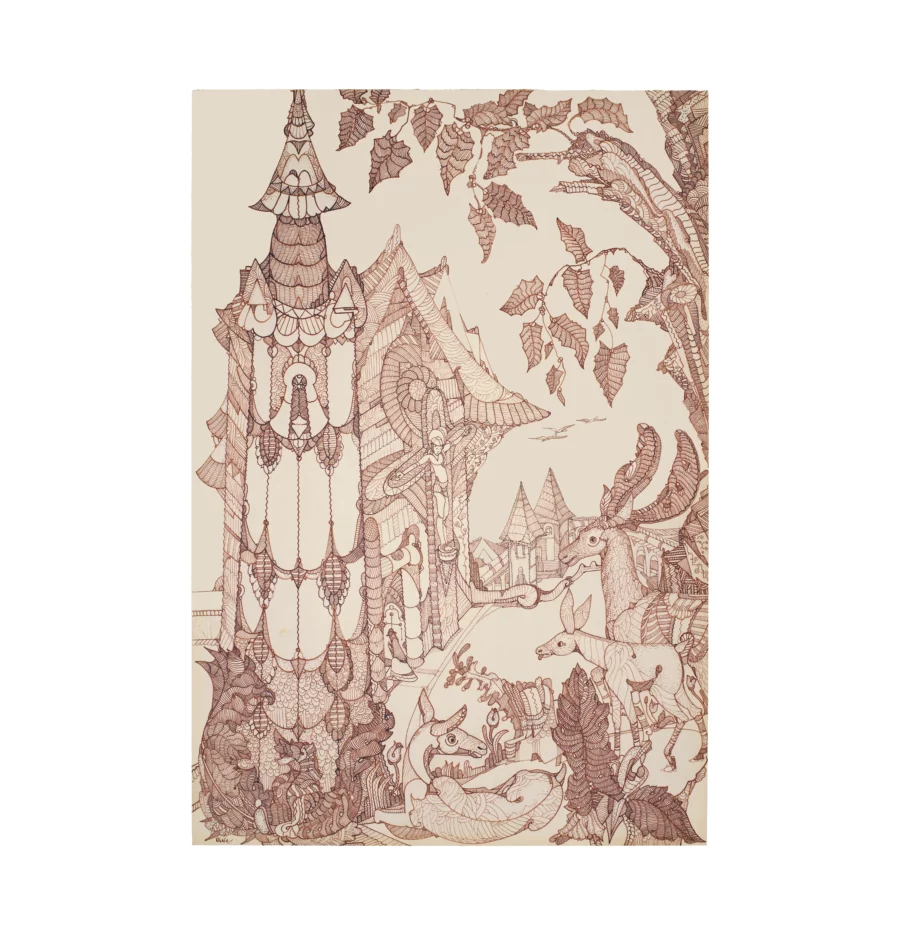Vintage Animals and The Castle Of Christ Mehndi Art Drawing
