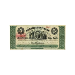 Monroe County City of Rochester Bank Five Cents Currency 1862