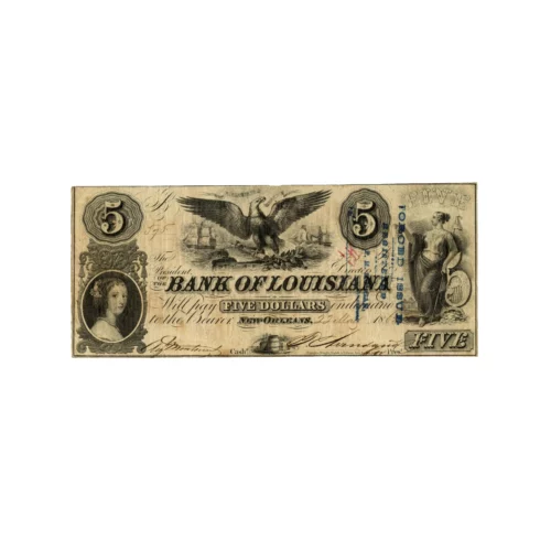 Bank of Louisiana 5 Dollar Note 1862