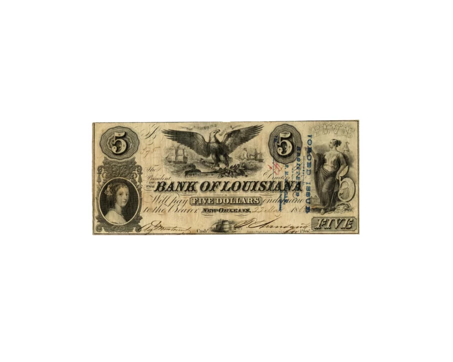 Bank of Louisiana 5 Dollar Note 1862