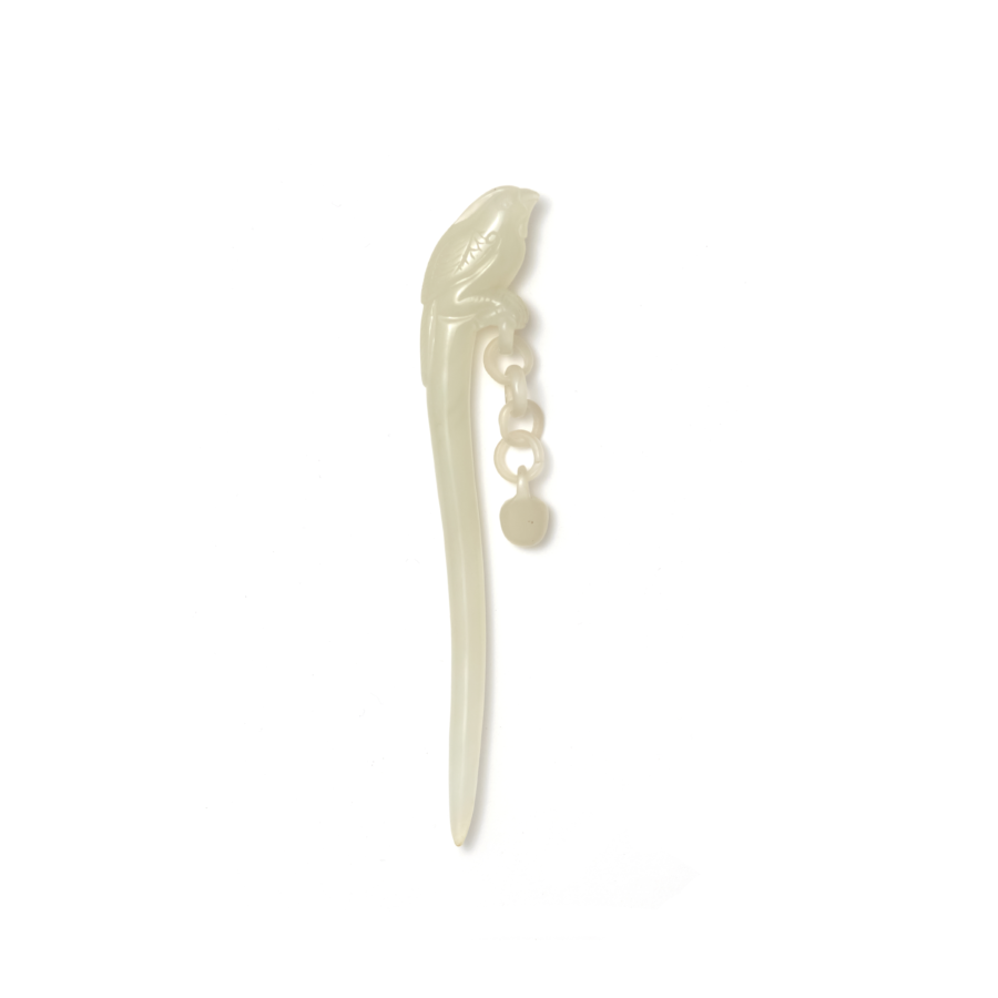 Chinese Celadon Jade Canary Hairpin Qing Dynasty -19th/20th century