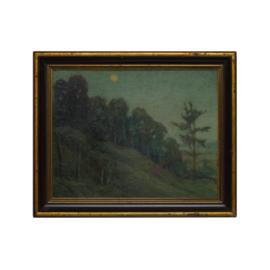 Antique 19th Century Midnight Dawn Forrest Landscape Painting