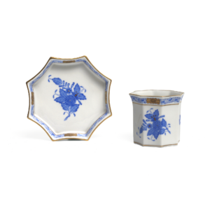 Herend Apponyi Blue Octagonal Tea Cup and Saucer