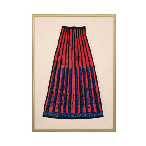 Gilt Framed Qing Dynasty Chinese Antique Childs Skirt Textile Fragment