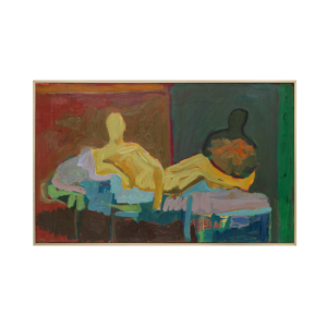 Vintage 1960s Reclining Figure Abstract Painting