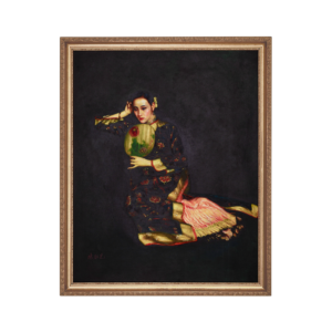 Vintage Chinese Romantic Realism Oil Painting Of A Lady