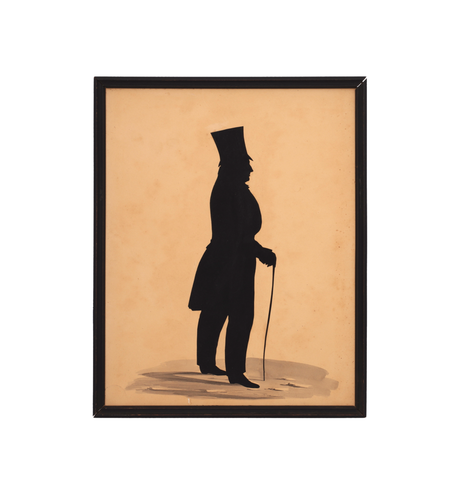 19th Century American Full Profile Silhouette Portrait Of a Gentleman