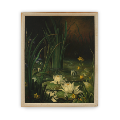Lilies In Pond At Dawn Landscape Oil Painting