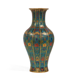 Qing Dynasty Antique Chinese Cloisonne Baluster Vase