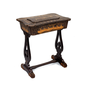 Antique Chinese Export Gilt Lacquer Sewing Table