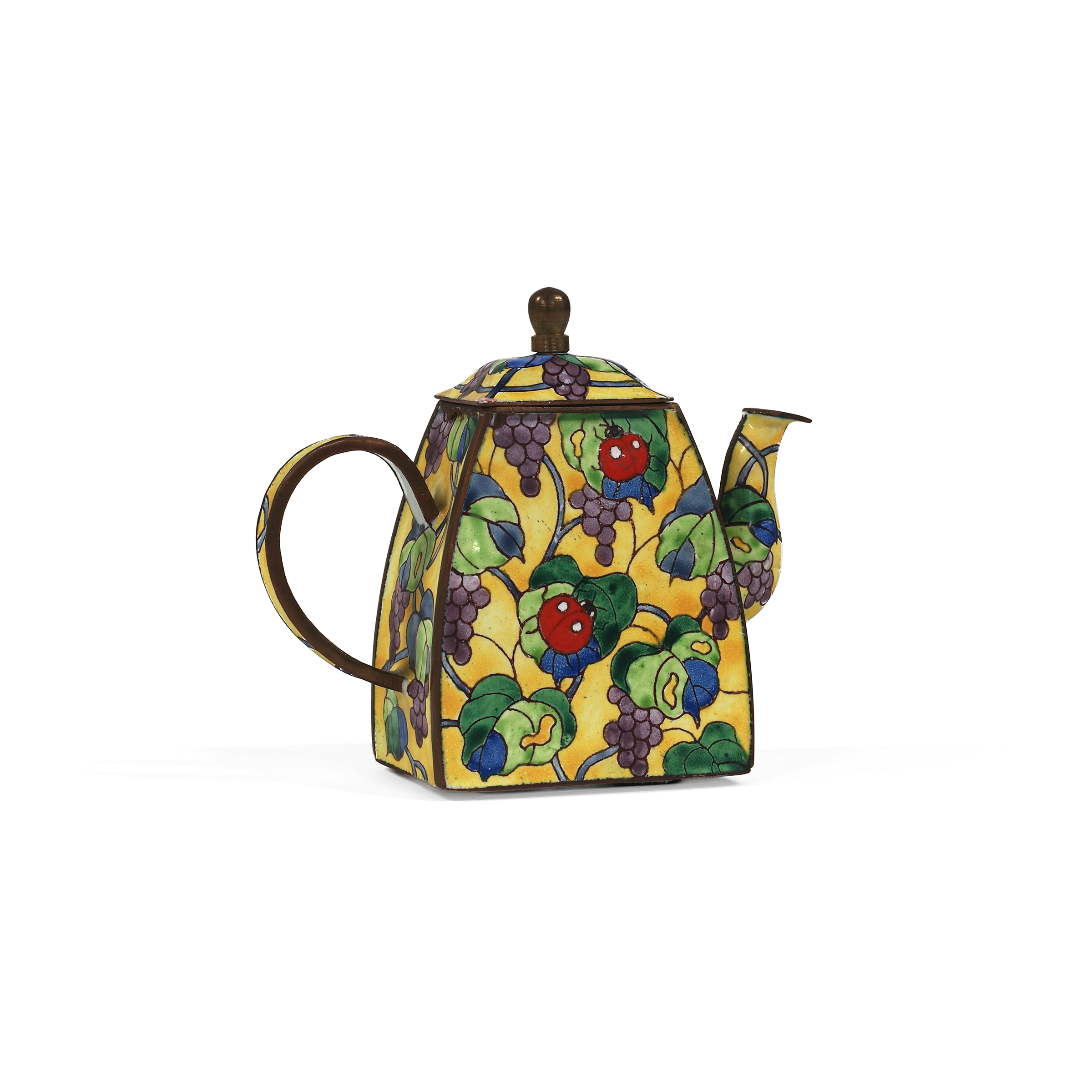 Kelvin Chen Teapot, floral enamel mini Teapot, collectible Teapot