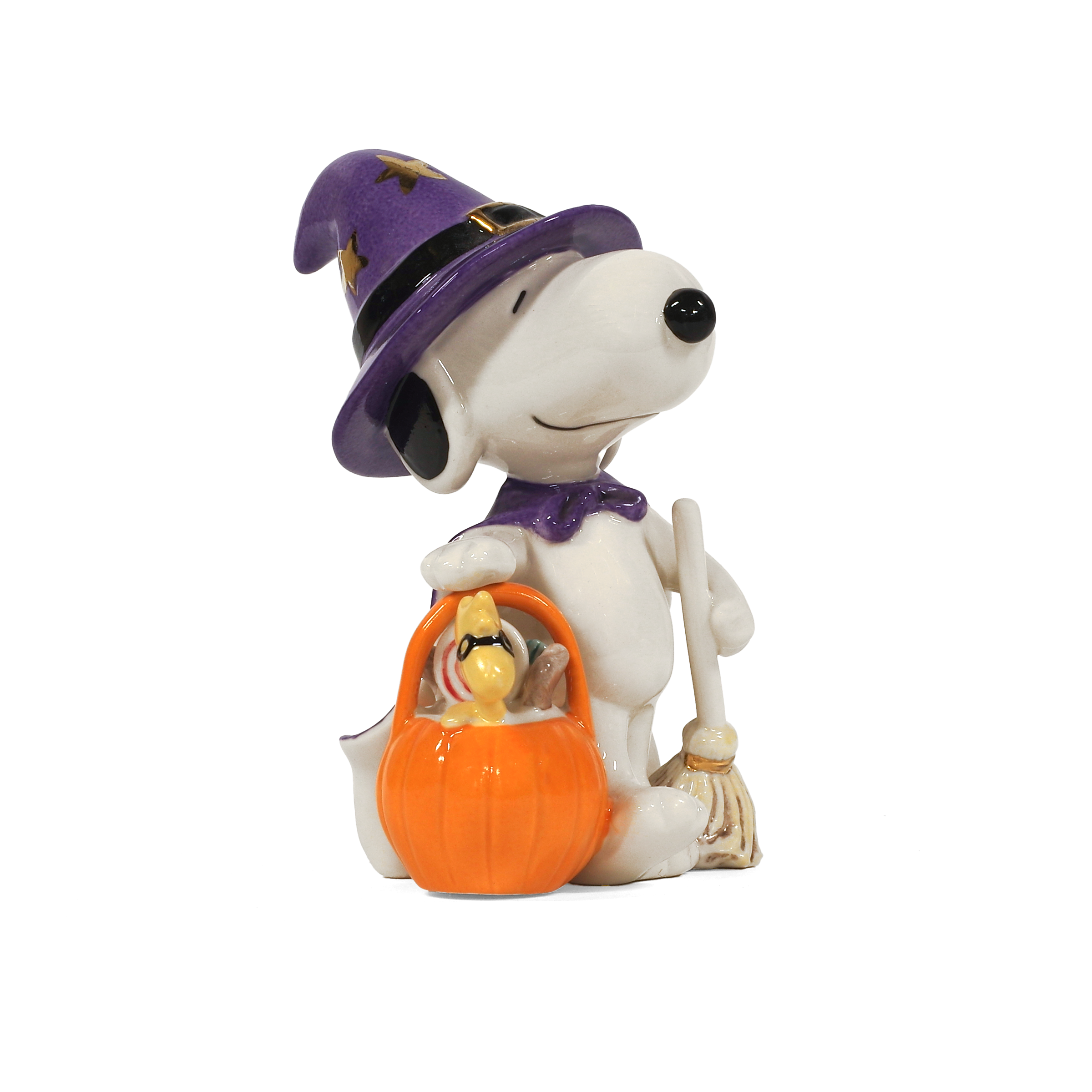 Painted Wine Glass Halloween Snoopy as Witch with Woodstock