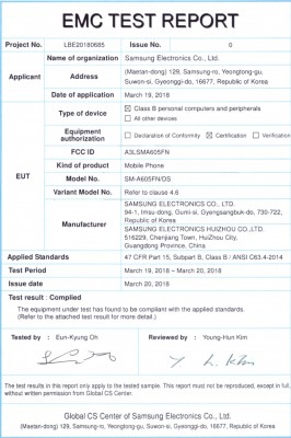 Samsung Galaxy A6 a A6+ certifikace