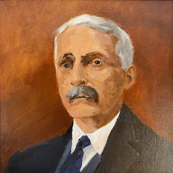 John Passaro, Andrew Mellon, Founder of the National Gallery, Oil on Panel, 13.5" x 13.5" Framed