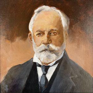 John Passaro, Ford C. Frick, Frick Museum, New York City, Oil on Panel, 13.5" x 13.5" Framed