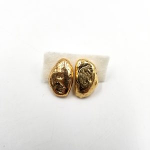 Two brass nugget earrings