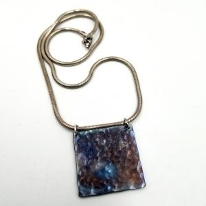 Manipulated steel square necklace