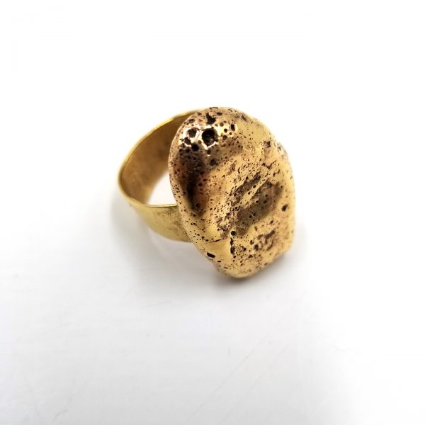 Short brass nugget ring with holes