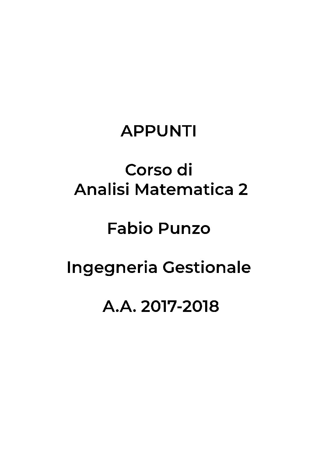 Dispense del corso di Analisi Matematica 2