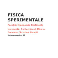 Fisica Sperimentale (10 CFU)