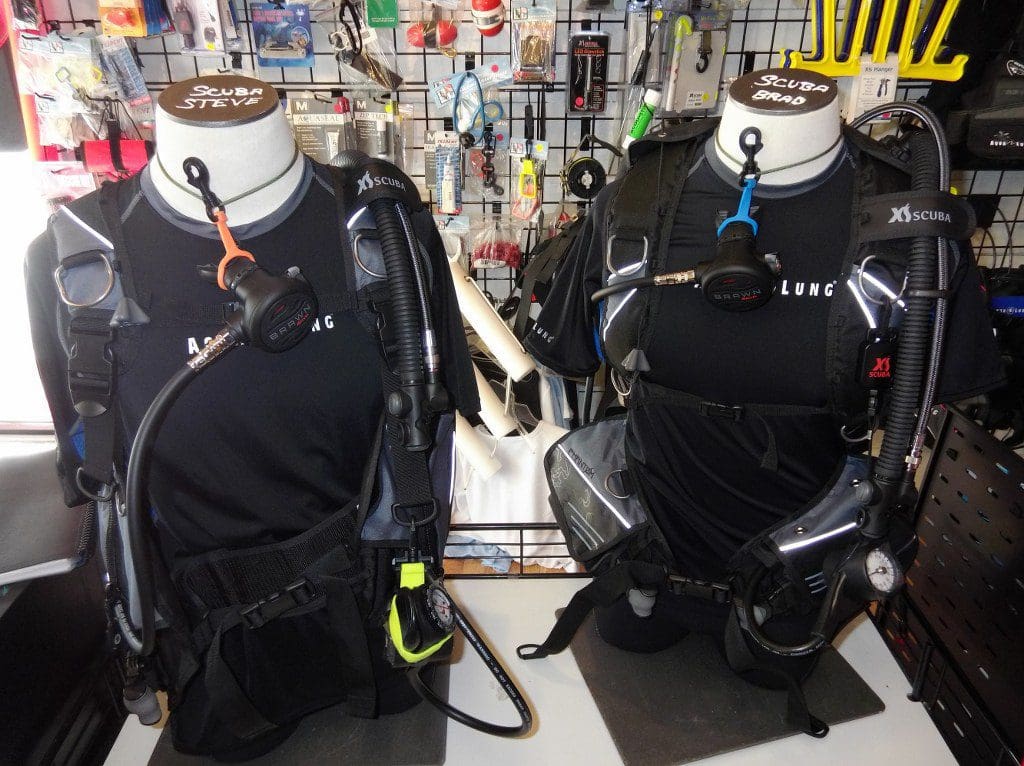 dummies wearing dive gear